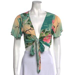 NWT Spell Printed V-Neck Crop Top XXS